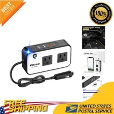 Compact 200W Car Inverter - Converts DC 12V to AC 110V with USB Fast Charger