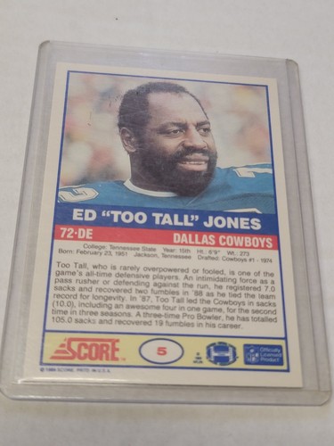 ED "Too Tall" JONES 1989 Score #5. COWBOYS - Top Loaded SET BREAK - Picture 2 of 2