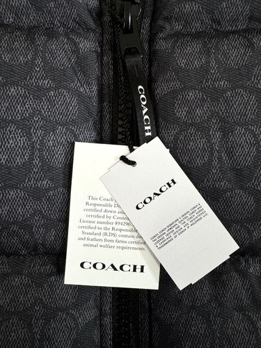 Coach Signature Down Vest Charcoal Mens M NWT $398 - Picture 2 of 7
