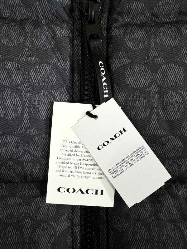 Coach Signature Down Vest Charcoal Mens XL NWT $398 - Image 2 of 4