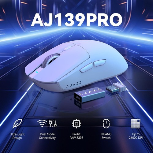 MAMBASNAKE AJAZZ AJ139PRO SUPERLIGHT mouse da gioco wireless 59 g BIANCO BoxH - Foto 2 di 9