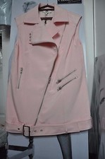 Biker Mini Dress/vest/coat Dust Pink "cameo",decorate Zips Thick Fabric M