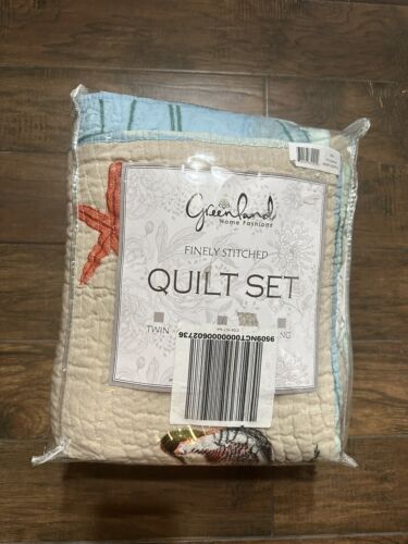 New Greenland Home Fashions Barefoot Bungalow Maui Full/ Queen Quilt Set 3pc - Picture 7 of 9