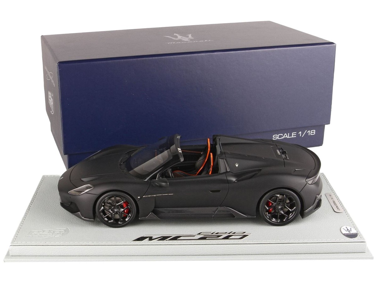 1/18 BBR Maserati MC20 Cielo 2022 Matt Black w/ Case From 1/18 BBR Maserati MC20 Cielo 2022 Matt Black w/ Case From