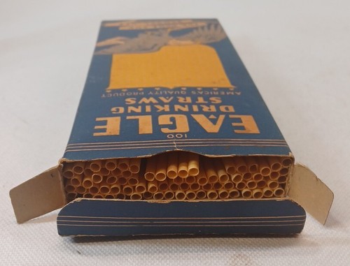 *RARE* Vintage 100 CT Eagle Drinking Straw Box- Almost Full Box - Picture 4 of 5
