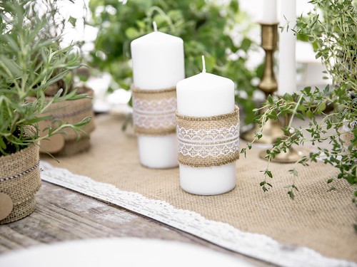 5m Rolle Juteband 5cm mit Spitze Dekoband Geschenkband Tischdeko Hochzeit natur - Bild 2 von 3