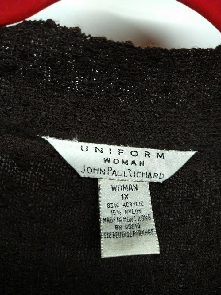 Uniforme Mujer Por John Paul Richard Hasta la Rodilla Marrón Suéter Cárdigan 1X 009 Foto 2 de 4