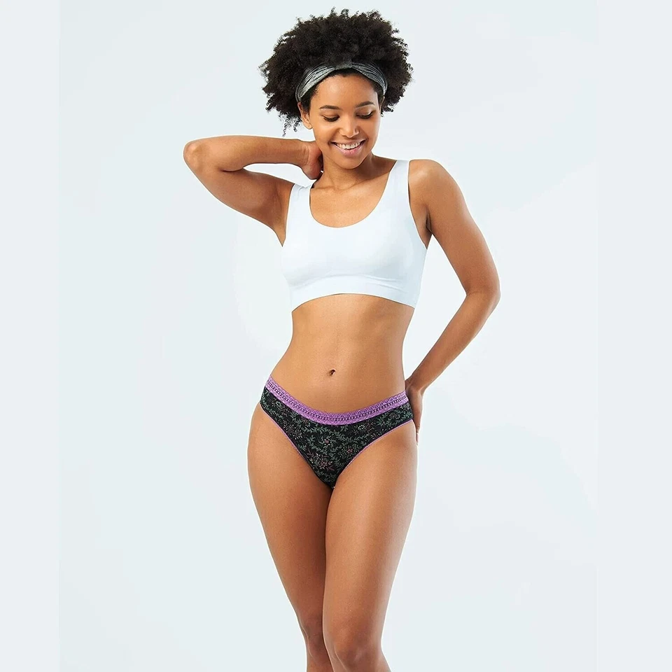 Paquete de 6 bragas hipster suaves cintura baja Feelup bambú calzoncillos ribete de encaje XL Foto 2 de 4