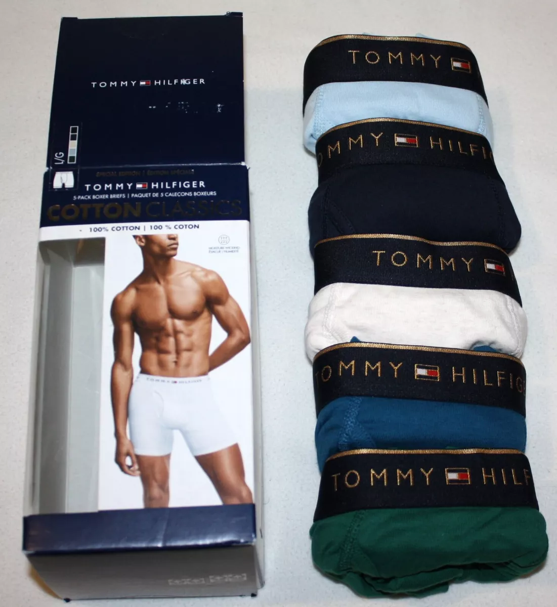 5 Tommy Hilfiger Boxer Briefs Cotton Pack Men's Underwear Classic Fit $64  SALE !