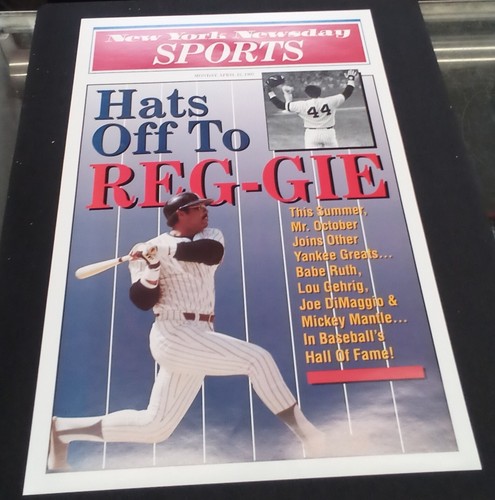 NEW YORK YANKEES 1993 NEWSDAY REGGIE JACKSON HALL OF FAME POSTER INDUZIONE - Foto 1 di 2