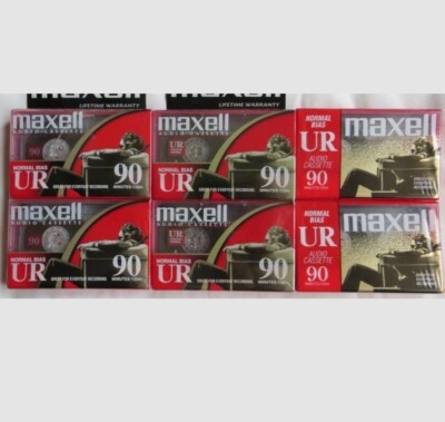 6 Lot Maxell UR 90 90 min Blank Audio Cassette Tapes Normal Bias NEW