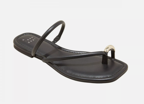 Women's Hanna Toe Ring Thong Sandals Black - A New Day - SIZE 9.5