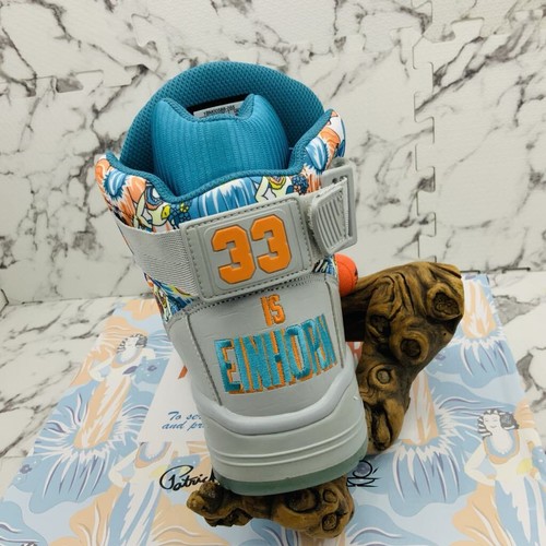 Men’s PATRICK EWING 33 HI X ACE VENTURA Grey | Sky Blue | Orange Sneakers NWT - Picture 4 of 8