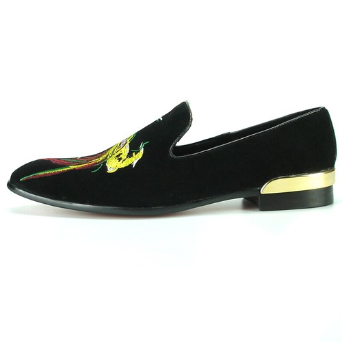 FI-7069 Black Suede & Multi Color Embroidered Phoenix Fiesso by Aurelio Garcia - Picture 5 of 7