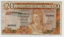 GIBRALTAR 20 POUNDS 1979 PICK 23B PREFIX A LOOK SCANS