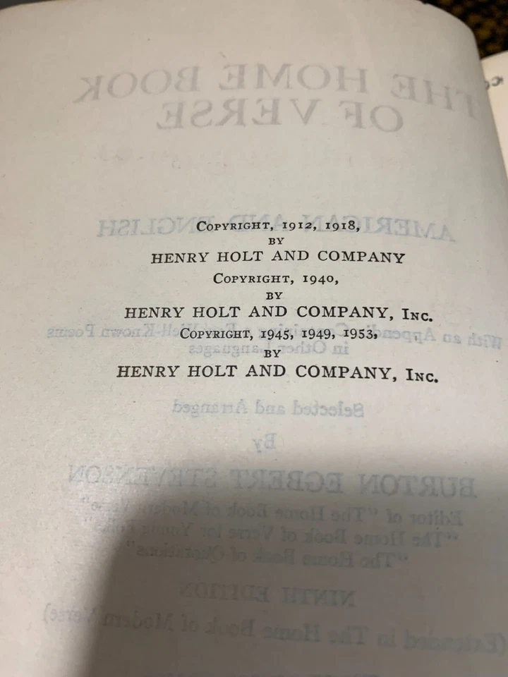 Домашняя книга стихов Бертона Эгберта Стивенсона очень хорошее состояние - Изображение 3 из 4