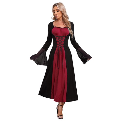 Womens Long Dress Flare Sleeve Medieval Princess Dress Halloween Performance - Picture 10 of 64