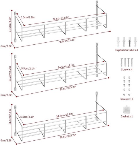 3/4/5/6 Tier Spice Herb Jar Rack Holder for Kitchen Door Wall Cupboard Storage - Picture 9 of 33