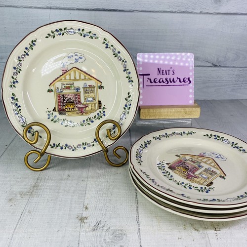 Century HOME SWEET HOME Floral House Oven Safe Stoneware Salad Plates Set of 4
