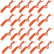 20 Pcs Emergency Safety Whistle Plastic Whistles Set with Lanyard