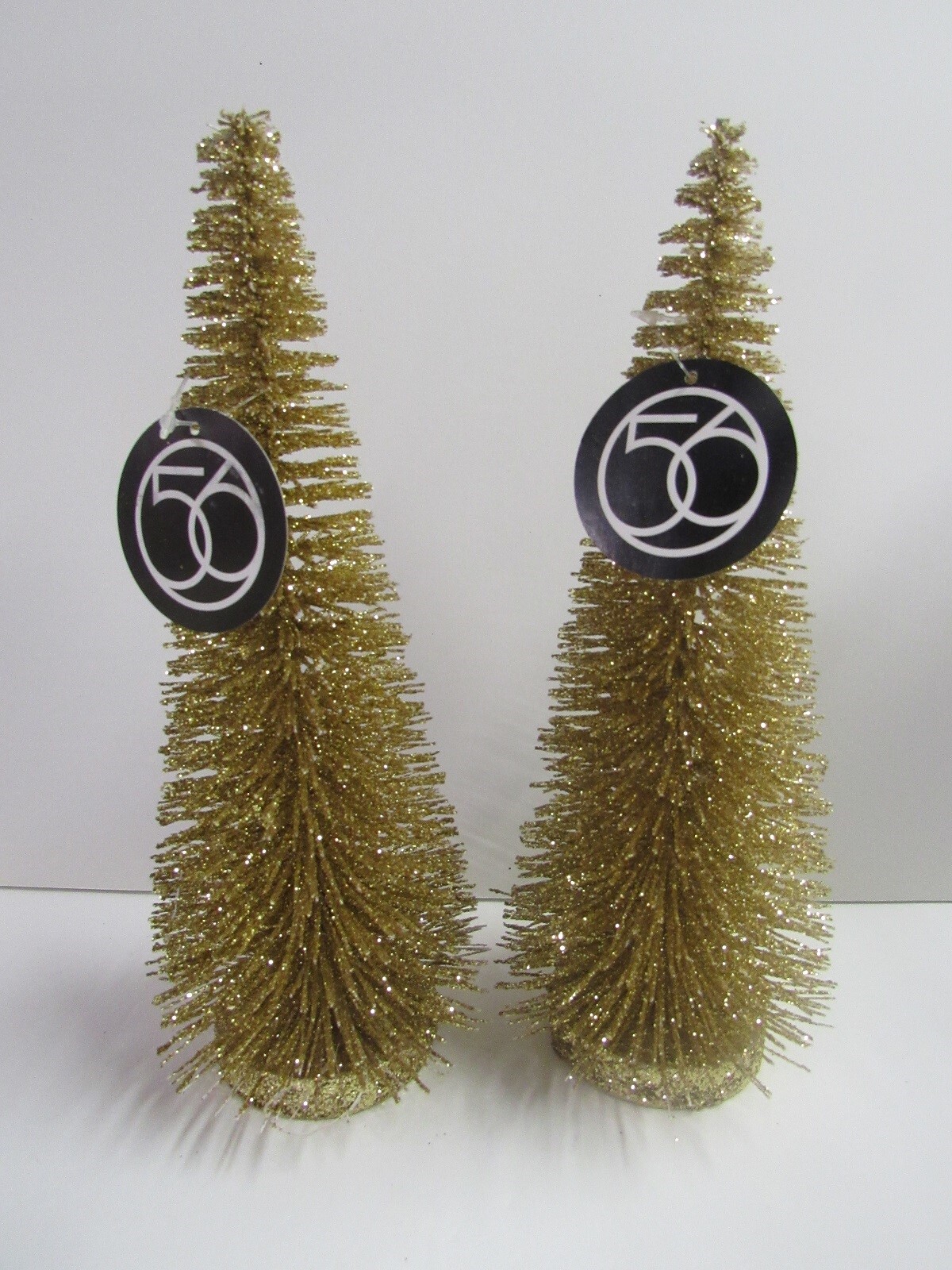 Dept 56 Set Of 2 Gold Glitter 10" Trees 6000265 MWT Free Shipping - Picture 3 of 3