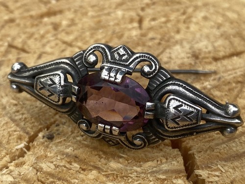🇨🇳 Vintage USSR Russian Soviet Sterling Silver 875 Woman's Pin Brooch Stone - Picture 10 of 23
