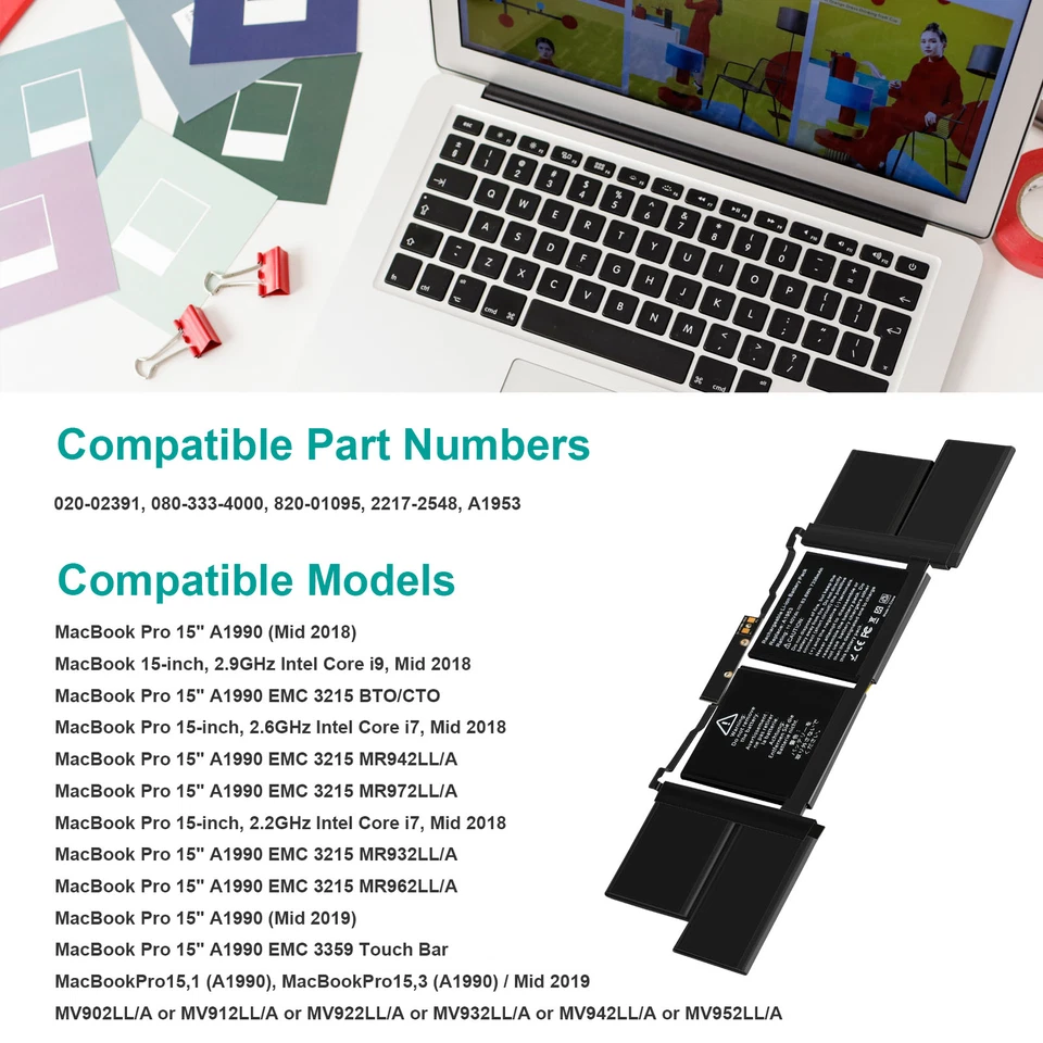 ✅A1953 A1990 Battery For MacBook Pro 15" Mid 2018 2019 EMC 3215 3359 Touch Bar - Image 2 of 4