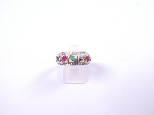 Ring 9 carat yellow gold size O Sapphire Ruby Emerald - Picture 6 of 7