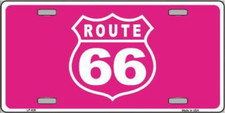 Us Route 66 Pink Metal Tin License Plate Frame Tag Sign For Car Truck Home