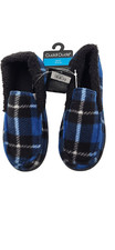 Boys Slippers Cuddle Duds Size M 3-4 Blue Plaid NWT