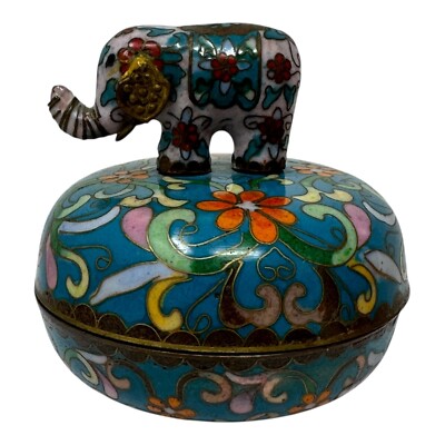Vintage Ardleigh Elliott Elephant Procession Cloisonné Music Box 1992 Signed