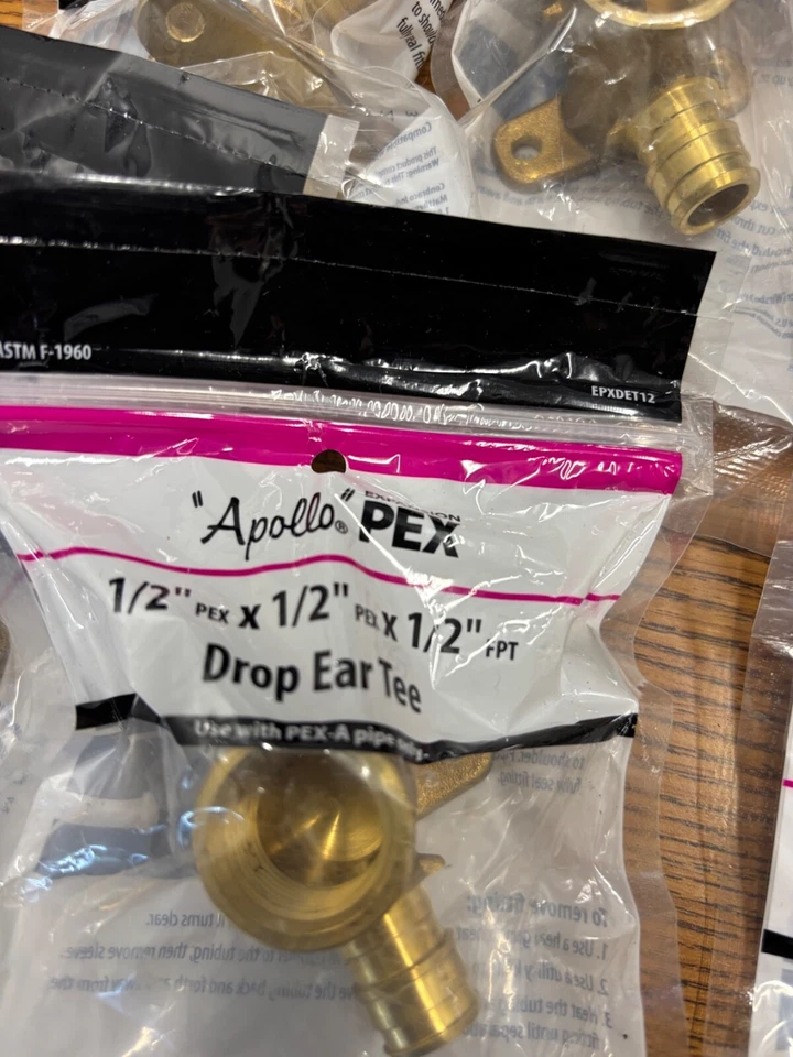 1/2 in. Brass PEX-A Barb x Brass PEX Barb x Female Pipe Thread Drop-Ear Tee - Image 3 of 4