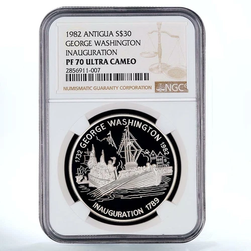 Antigua and Barbuda 30 $ Washington's Inauguration PF 70 NGC silver coin 1982