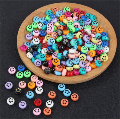 300 Pcs Smiley Face Beads Colourful Smiling Face For Jewelry Making DIY Craft