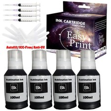 4-Pack Sublimation Ink Black for Ecotank Inkjet Printer for ET-2720 ET-16600