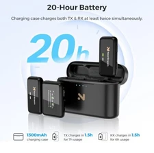 Wireless Lavalier Microphones with Noise Cancellation, 2TX+1RX+Charging Case