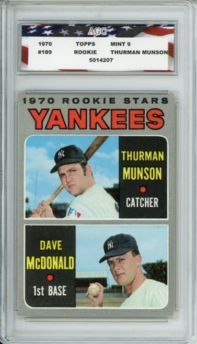 1970 Topps #189 Thurman Munson Rookie Card AGC 9 Mint New York Yankees