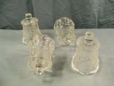 Lot of 4 Clear Glass Peg Pegged Votive Candle Holders w/ Floral Design