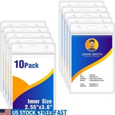 10Pack Vertical ID Badge Holder Waterproof Clear Resealable PVC Office School US