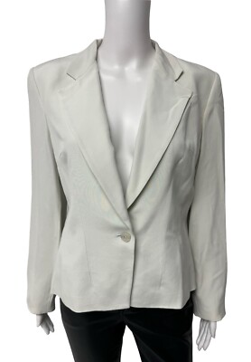 Blooming Dale's Women's Light Mint 100% silk Collared Blazer Size 12P
