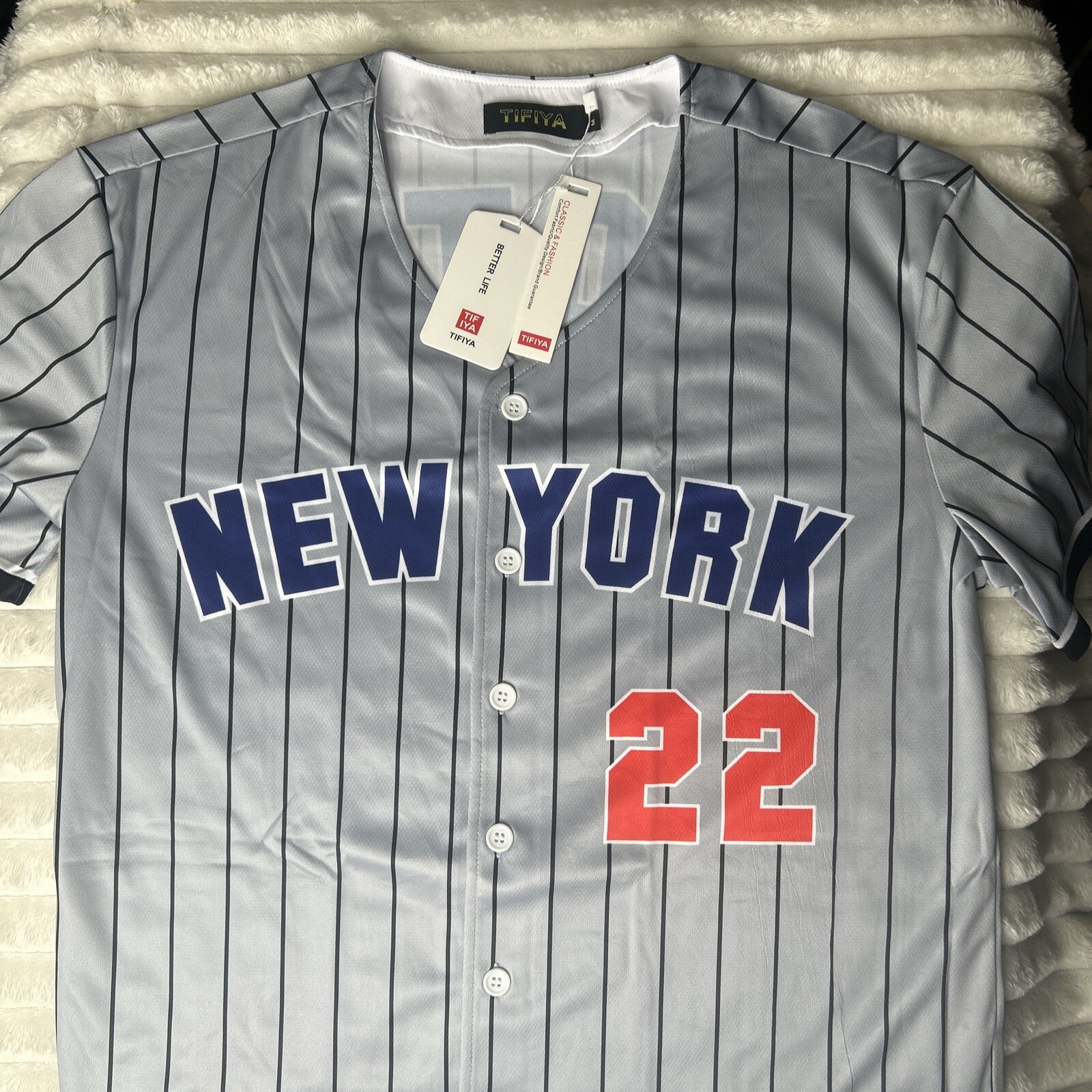 Tifiya New York 99 Stripes Baseball Jersey NY Softball Shirts Size Medium