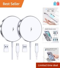 15W Magnetic Wireless Charger - 2 Pack MagSafe Charging Pads for Apple Devices