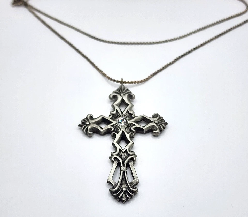Colgante Cruz de la Esperanza de Peltre 1999 con collar de cristal de plomo Foto 2 de 4