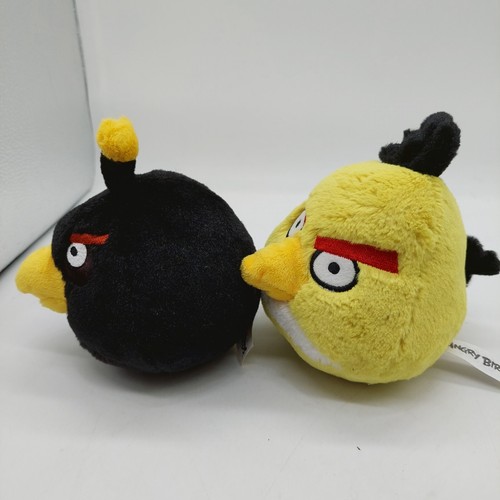 Angry Bird Bomber Nero Giallo Chuck Bird No Sound 8" Peluche Imbottito - Foto 3 di 8