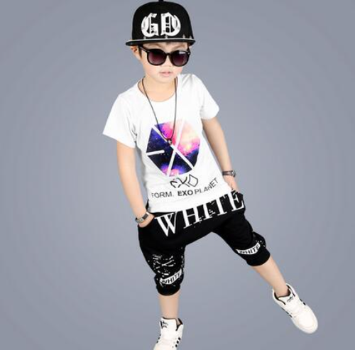 Sommer Kleidung Sets für Mode Spleißen Kurzarm T-Shirt + Hose Sportanzug - Bild 23 von 28