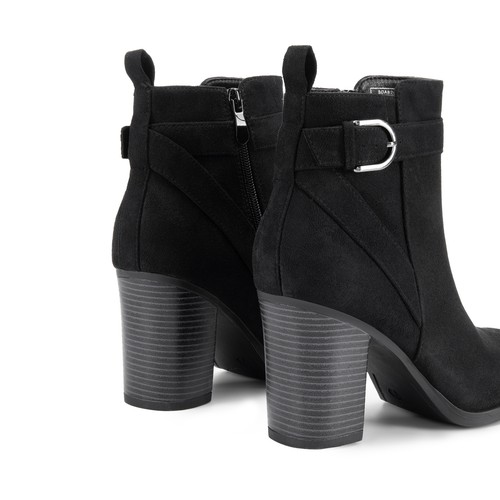Women Zip Up Round Toe High Chunky Heel Fashion Ankle Boots Booties - Picture 11 of 38
