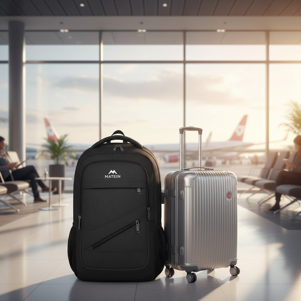 With 50l Space & Luggage Strap, Black