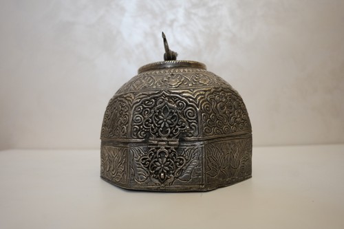 Rare Moorish Handcrafted Ornate Silver-Toned JEWELRY TRINKET Box Peacock Finial - Picture 5 of 13