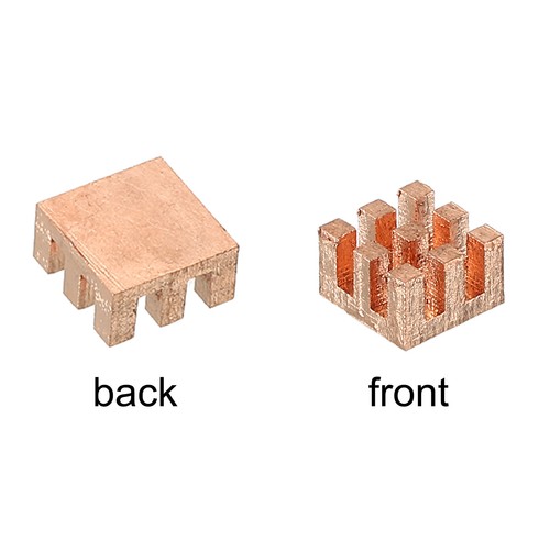Zestaw radiatorów czysta miedź 8x8x5mm do IC MOS z podkładkami termicznymi opakowanie 5 szt. - Zdjęcie 3 z 5