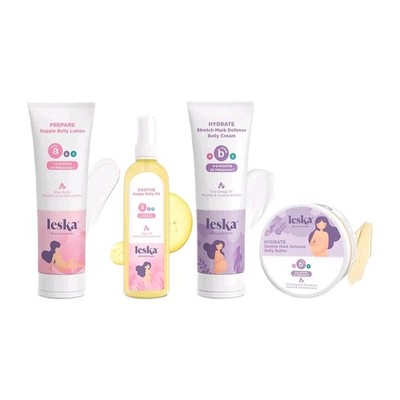 Leska Pregnancy Stages A & B Set | Belly Lotion, Belly Oil, Stretch Mark Defense